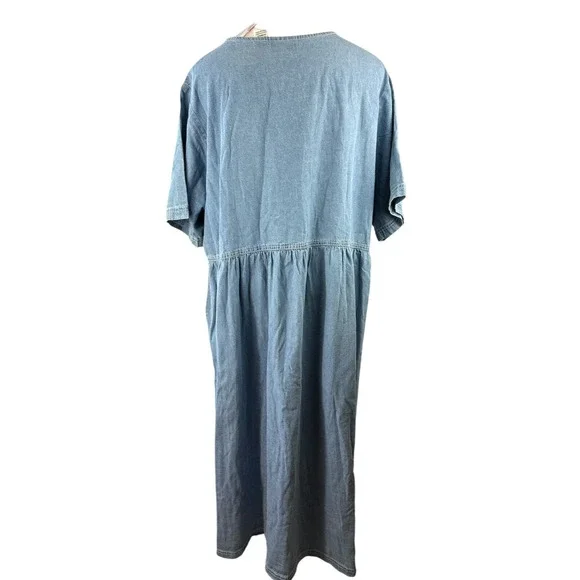 NWT Mainstreet Blues Denim Jean Dress Button Front Full Length Plus Size 28W - Picture 8 of 10